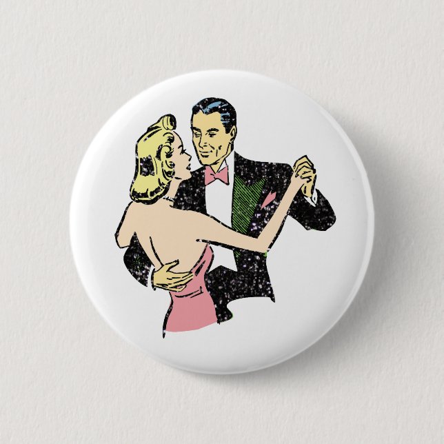 vintage dancing couple 2 inch round button (Front)
