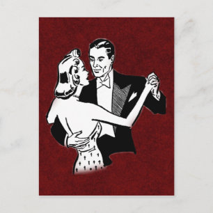 vintage dancing couple postcard