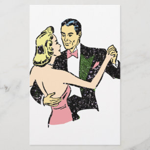 vintage dancing couple stationery