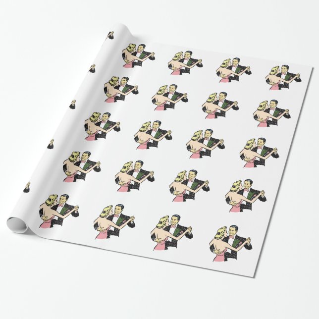 vintage dancing couple wrapping paper (Unrolled)