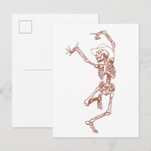 Vintage Dancing Cowboy Skeleton – Retro Western  Invitation Postcard