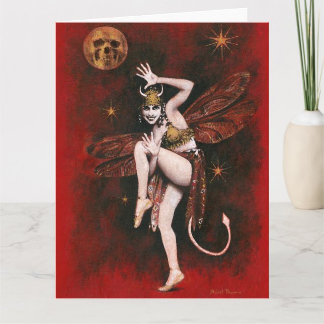 Vintage Dancing Devil Lady Large Greetings Card (Front)