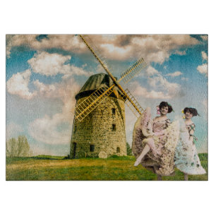 Vintage Dancing Flower Girls and Windmill Cutting Board