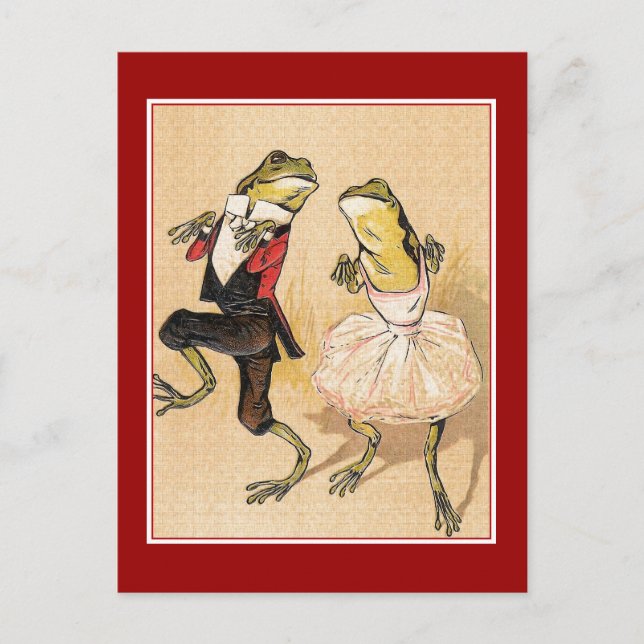 Vintage Dancing Frogs Postcard (Front)