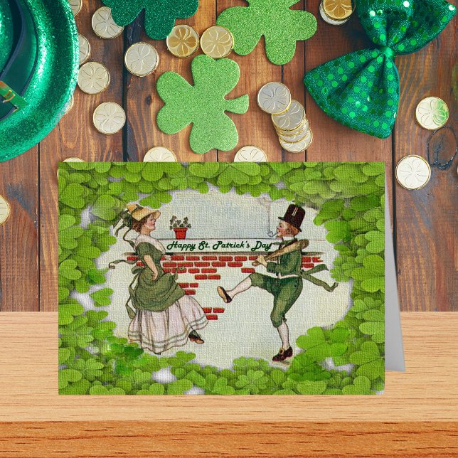 Vintage Dancing Irish Couple Greeting Card, ZSSG (Vintage Dancing Irish Couple Holiday Card)