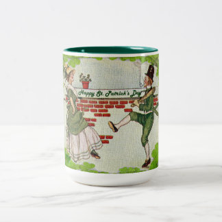 Vintage Dancing Irish Couple Two-Tone Coffee Mug