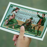 Vintage Dancing Irish Couple w/Music<br><div class="desc">Festive and colourful vintage couple kicking up their heels on the grass while a seated man plays the flute with music notes and lyrics to "Wearing of the Green" and shamrocks in background.</div>