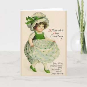 Vintage Dancing Irish Girl St. Patrick's Day Card