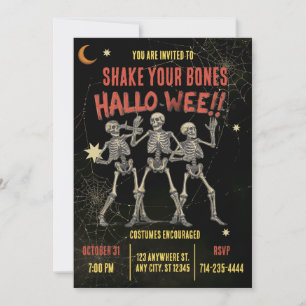 Vintage Dancing Skeleton Halloween Invitation