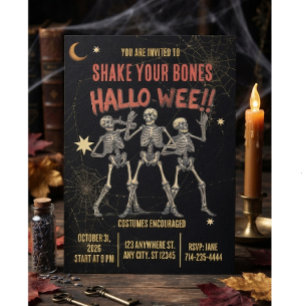 Vintage Dancing Skeleton Halloween Invitation