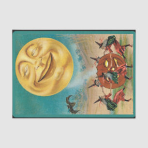 Vintage Dancing Witches Full Moon Jack O Lantern Tissue Paper