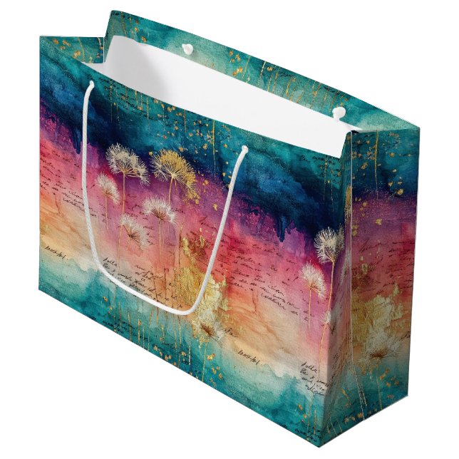 Vintage Dandelion Abstract Pattern (1) Large Gift Bag (Front Angled)