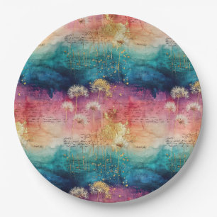 Vintage Dandelion Abstract Pattern (1) Paper Plate