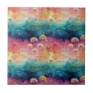 Vintage Dandelion Abstract Pattern (1) Tile