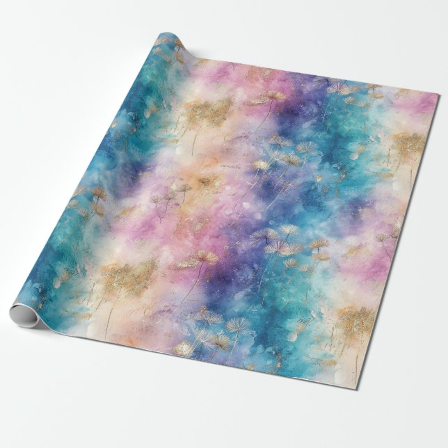 Vintage Dandelion Abstract Pattern (2) Wrapping Paper (Unrolled)