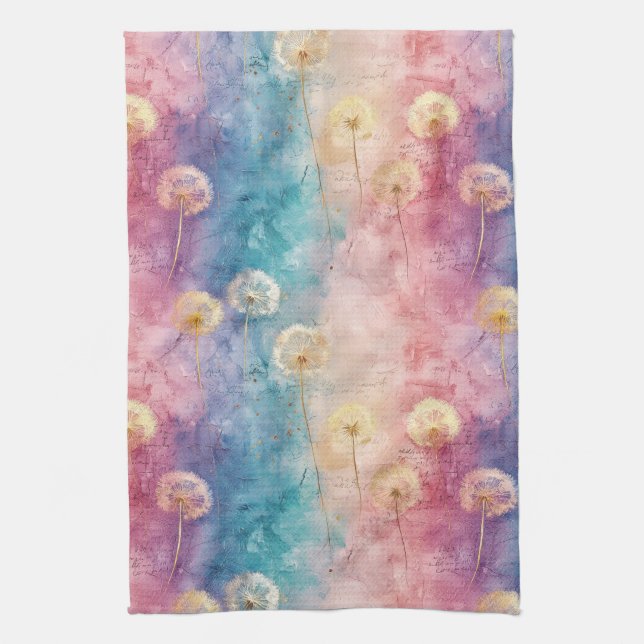 Vintage Dandelion Abstract Pattern (3) Kitchen Towel (Vertical)