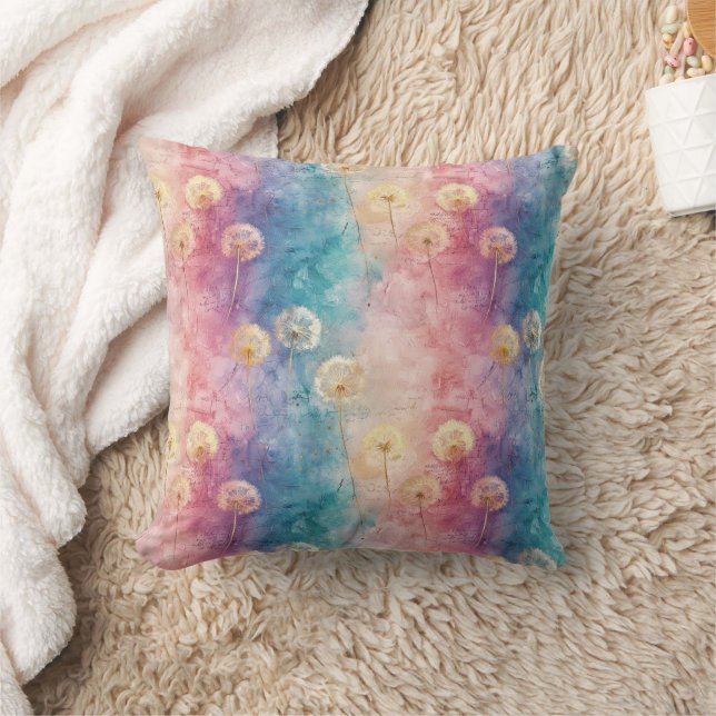 Vintage Dandelion Abstract Pattern (3) Throw Pillow (Blanket)