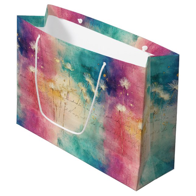 Vintage Dandelion Abstract Pattern (4) Large Gift Bag (Front Angled)