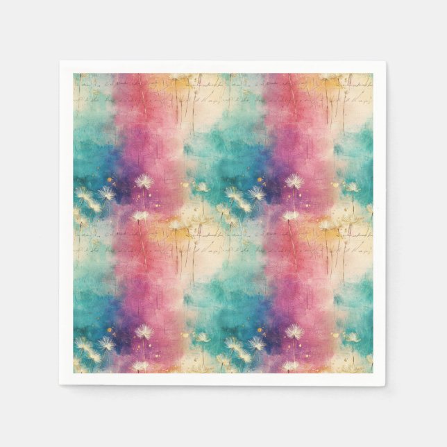 Vintage Dandelion Abstract Pattern (4) Napkin (Front)