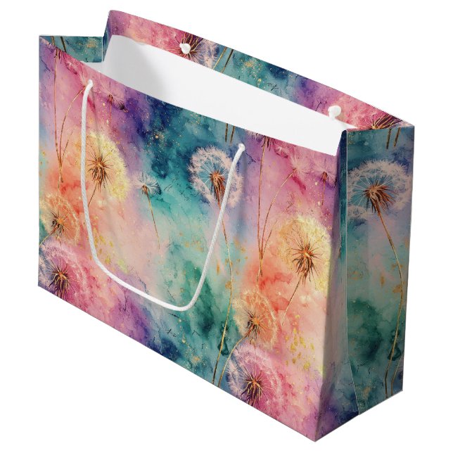 Vintage Dandelion Abstract Pattern (5) Large Gift Bag (Front Angled)
