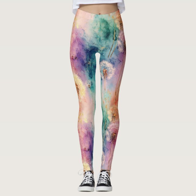 Vintage Dandelion Abstract Pattern (5) Leggings (Front)