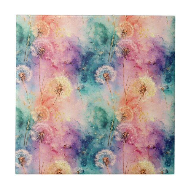 Vintage Dandelion Abstract Pattern (5) Tile (Front)