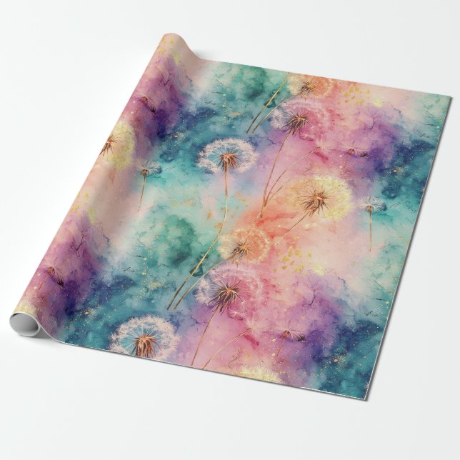 Vintage Dandelion Abstract Pattern (5) Wrapping Paper (Unrolled)