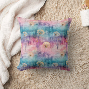 Vintage Dandelion Abstract Pattern (6) Throw Pillow