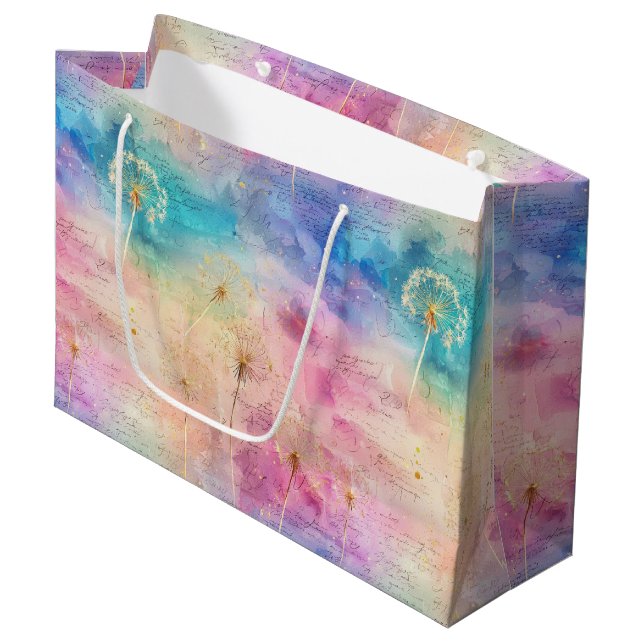 Vintage Dandelion Abstract Pattern (7) Large Gift Bag (Front Angled)