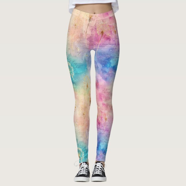 Vintage Dandelion Abstract Pattern (7) Leggings (Front)
