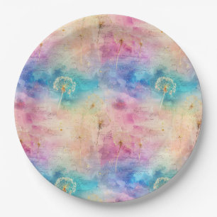 Vintage Dandelion Abstract Pattern (7) Paper Plate