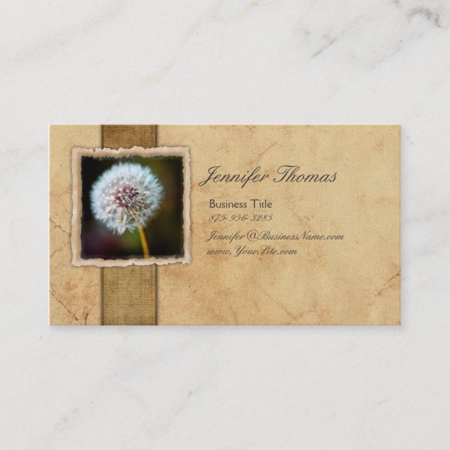 Vintage Dandelion Flower Business Card (Front)
