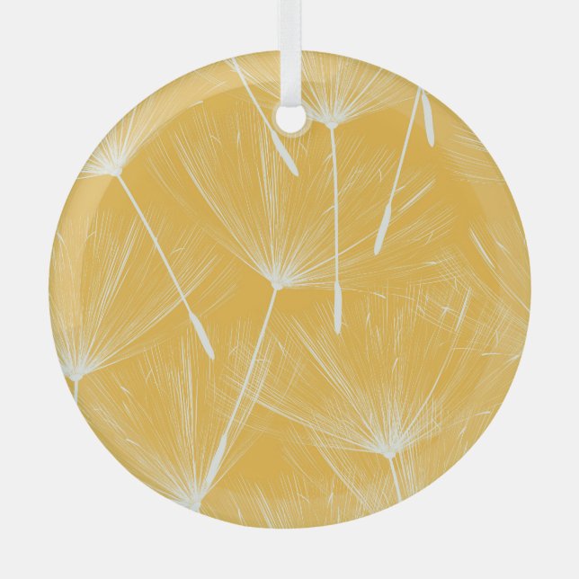 Vintage Dandelions: Seamless Pattern Glass Ornament (Front)