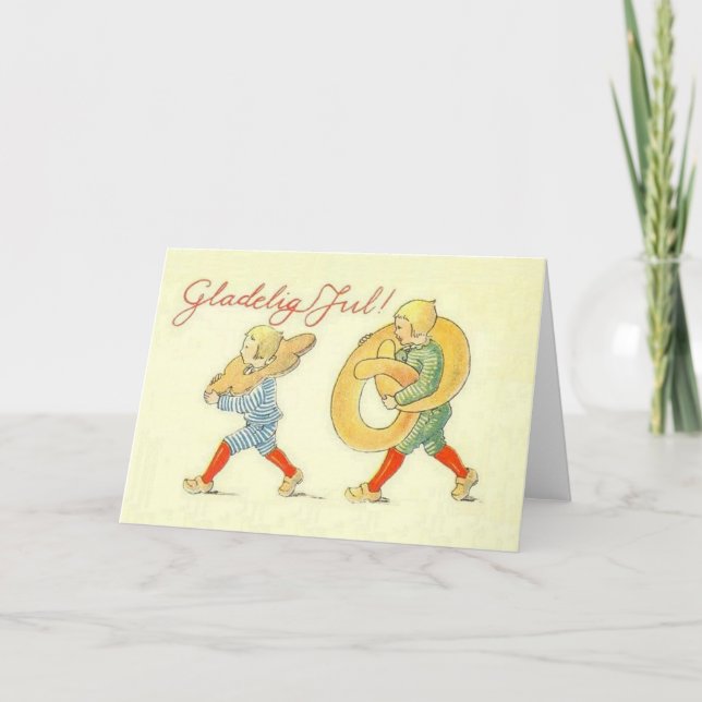 Vintage Danish Gladelig Jul Christmas Card (Front)