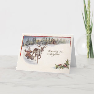 Vintage Danish Glædelig Jul Christmas Card