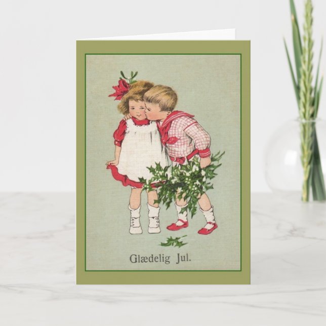 Vintage Danish Glædelig Jul Christmas Card (Front)
