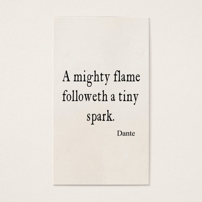 Vintage Dante Mighty Flame Tiny Spark Quote Quotes (Front)