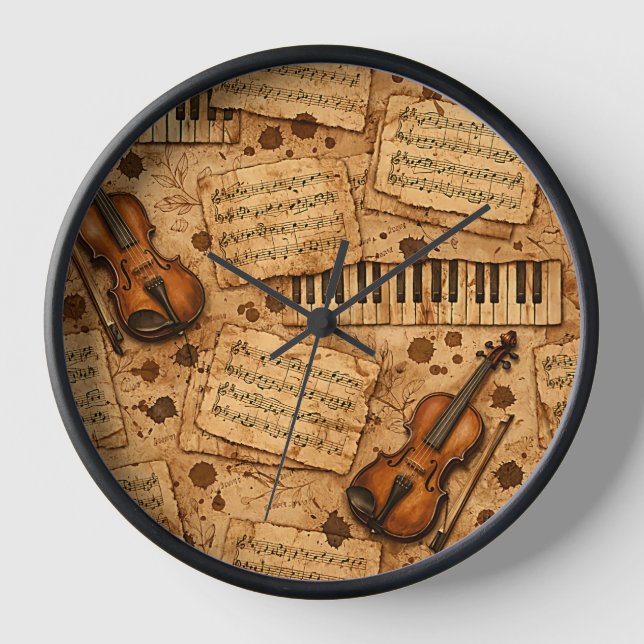 Vintage Dark Academia Aesthetic Patterns Clock (Front)