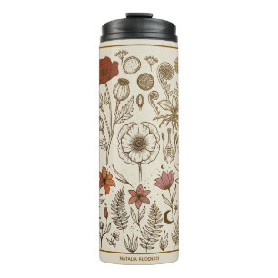 Vintage Dark Academia Botanical Poppy Thermal Tumb Tumbler