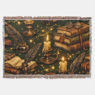 Vintage Dark Academia Magic Books Throw Blanket
