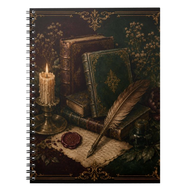 Vintage Dark Academia Notebook | Antique Books (Front)