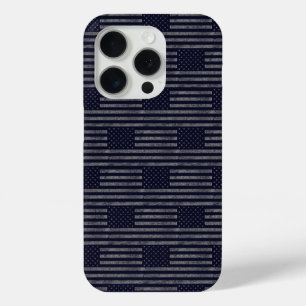 Vintage Dark Blue Grunge USA American Flag Pattern iPhone 15 Pro Case