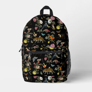 Vintage Dark Botanical Wild Animals in Forest Printed Backpack