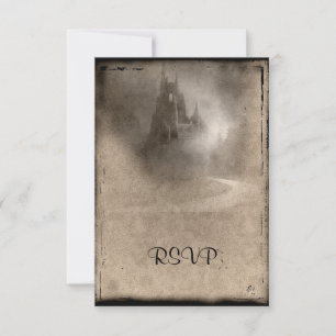 Vintage Dark Castle Gothic Wedding RSVP Card