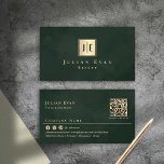 Vintage Dark Emerald Green & Gold Luxury Monogram Business Card<br><div class="desc">Attention-grabbing and elegant, our faux gold business cards are the perfect choice for any professionals. The minimalistic design featuring your initials in holographic circle will help you leave a lasting impression on potential clients. With ample space for your contact information, website, and social media links, these cards are a must-have...</div>