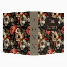 Vintage Dark Floral Family Photo 3 Ring Binder