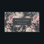Vintage Dark Floral on Black | Signature Business Card<br><div class="desc">Elegant modern business cards featuring a medley of sage, pinks, powdery blue, and greige florals on dark background, together with your monogram and/or title. Add your full contact information to the back. A unique and elegant choice for any business. Add your custom wording to this design by using the "Edit...</div>
