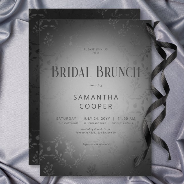 Vintage Dark Gothic Black Damask Bridal Brunch Invitation (Vintage Dark Gothic Black Damask Bridal Brunch Invitation)