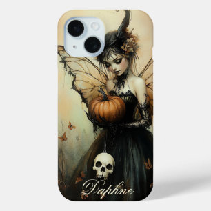 Vintage Dark Gothic Fairy Halloween, Custom Name iPhone 15 Case