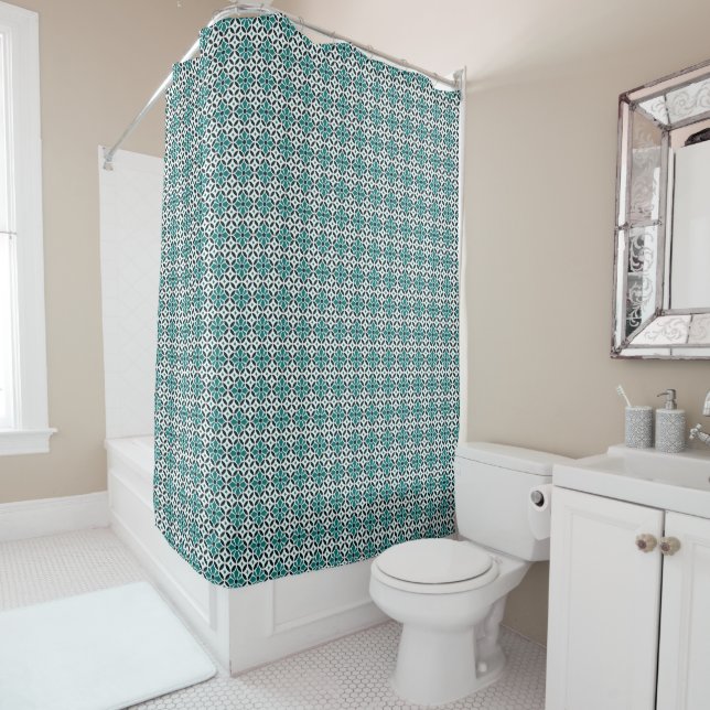 Vintage Dark Green Barcelona Star Tile Geometric (In Situ)